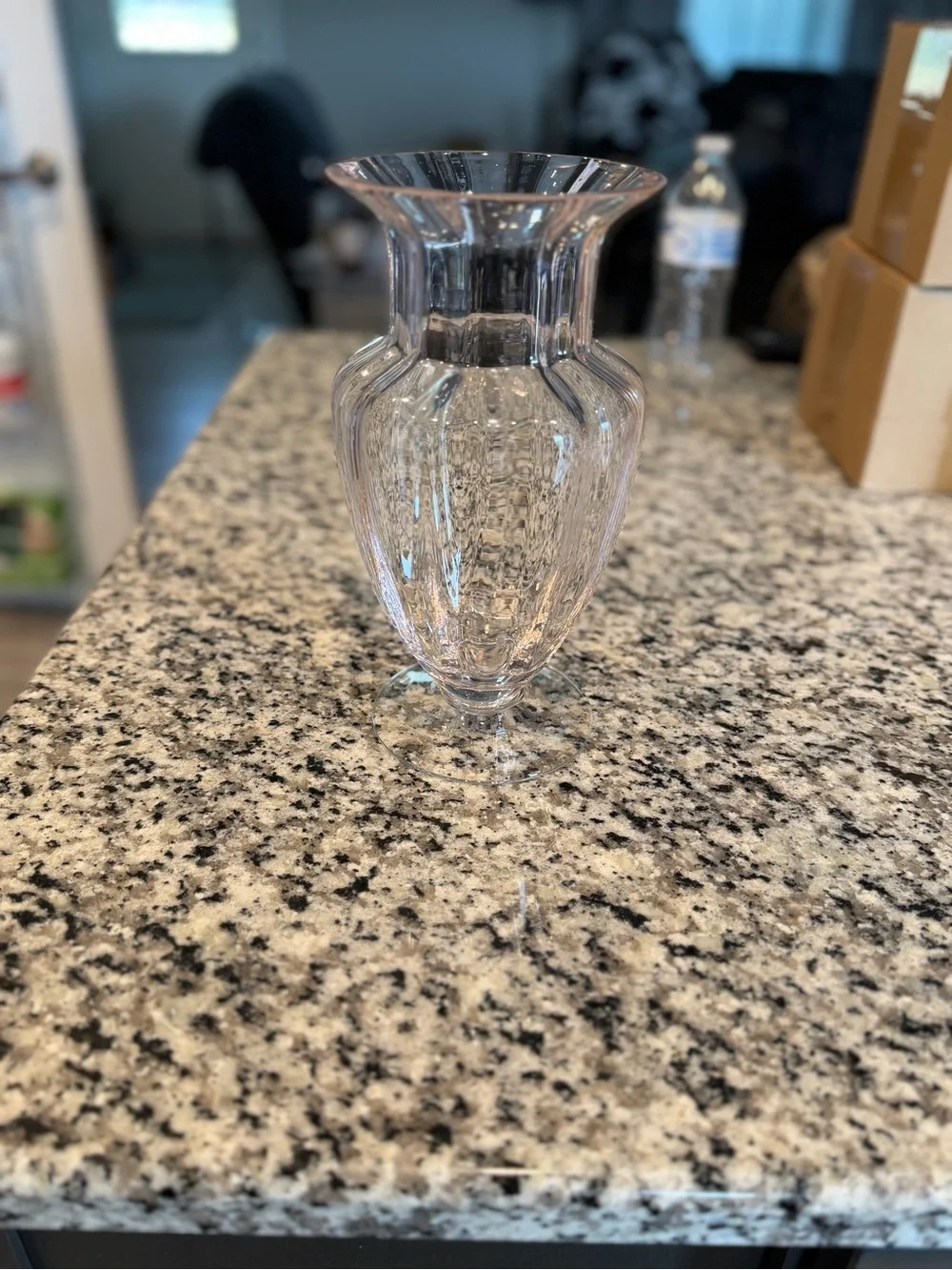 Vintage Tiffin Style Pink Ribbed glass vase
